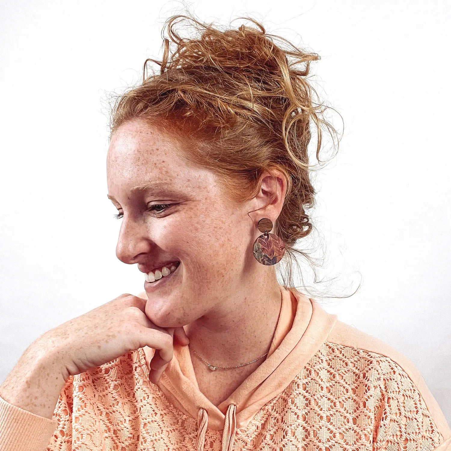 Liyra Cork and Walnut Wood Circle Earrings-Braided Pastel Creek + Elm