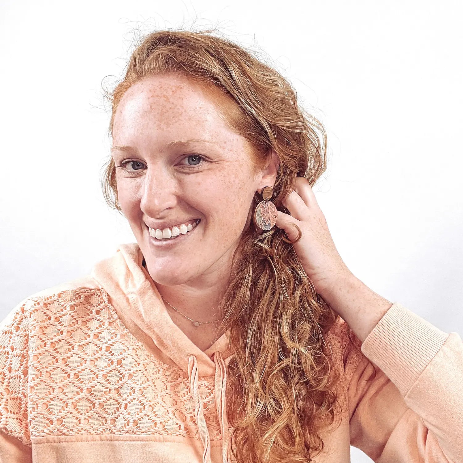 Liyra Cork and Walnut Wood Circle Earrings-Braided Pastel Creek + Elm