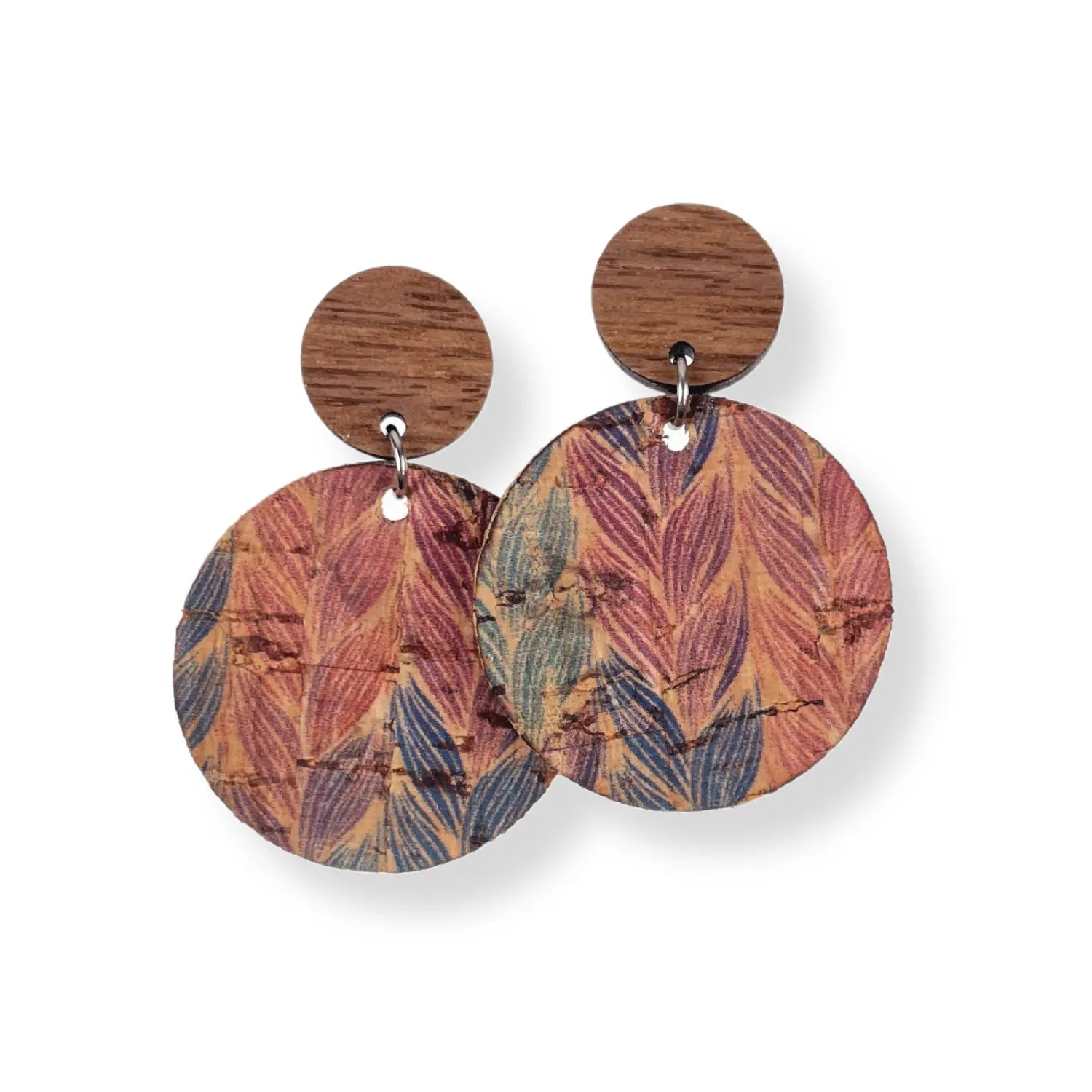 Liyra Cork and Walnut Wood Circle Earrings-Braided Pastel Creek + Elm