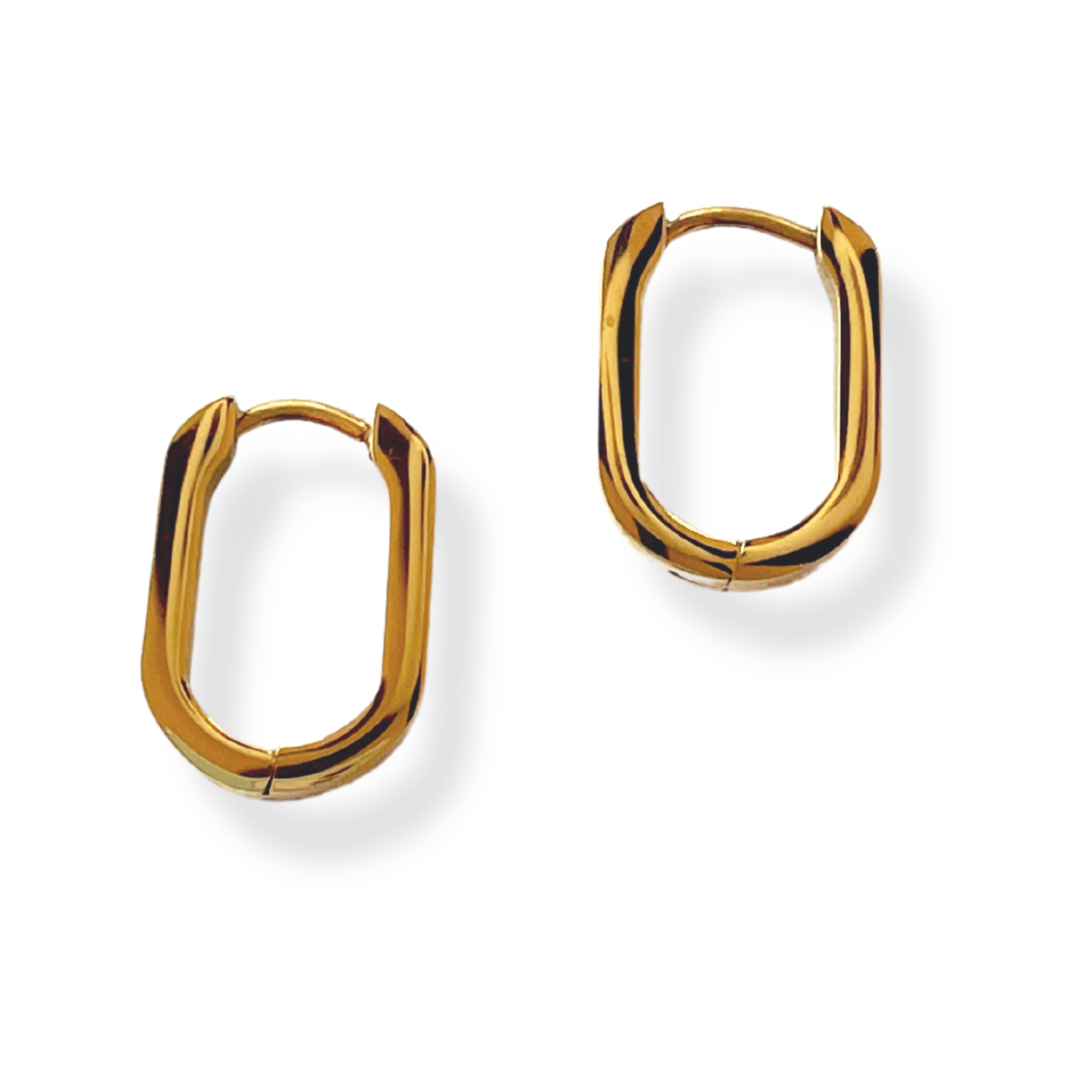 Huggie Hoop- Ion Plated Gold Oval Stainless Steel