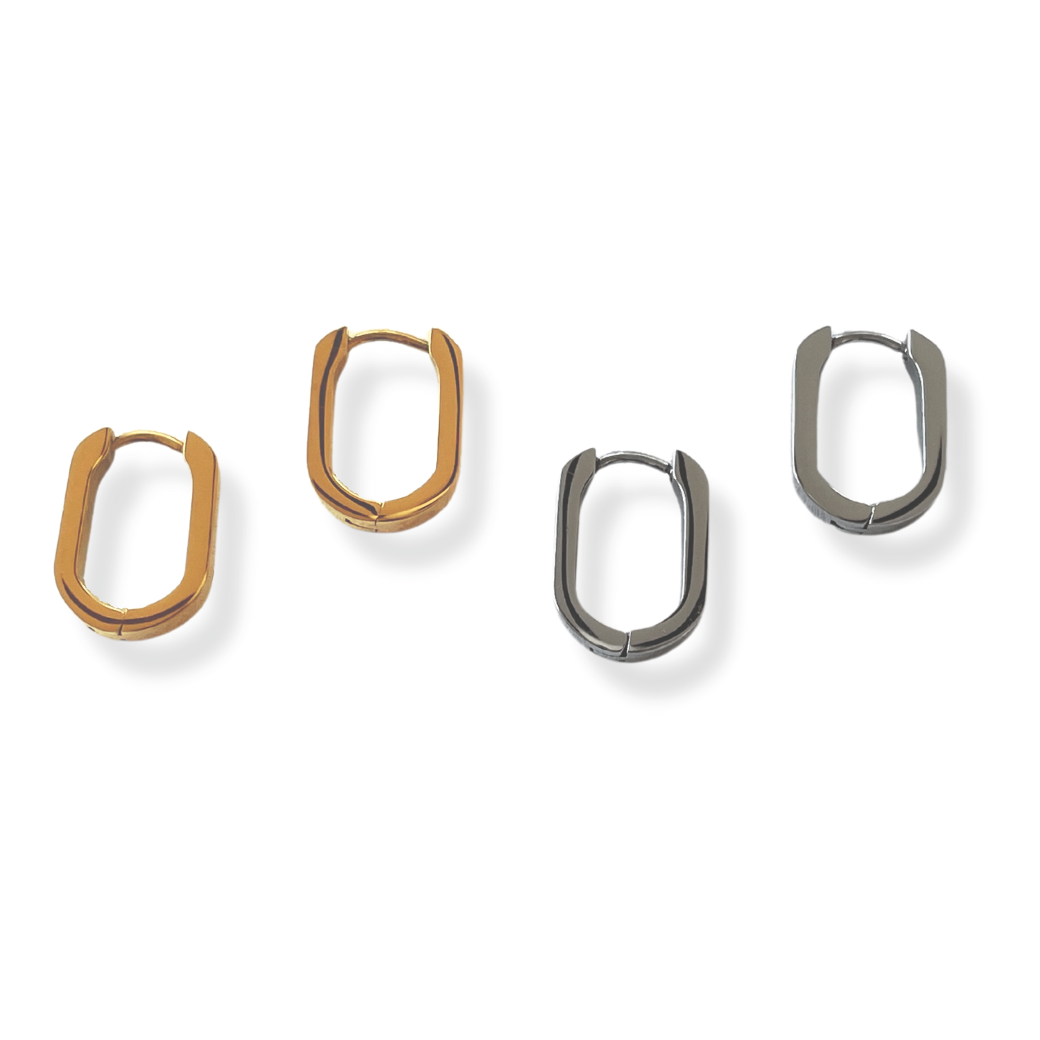 Huggie Hoop- Ion Plated Gold Oval Stainless Steel