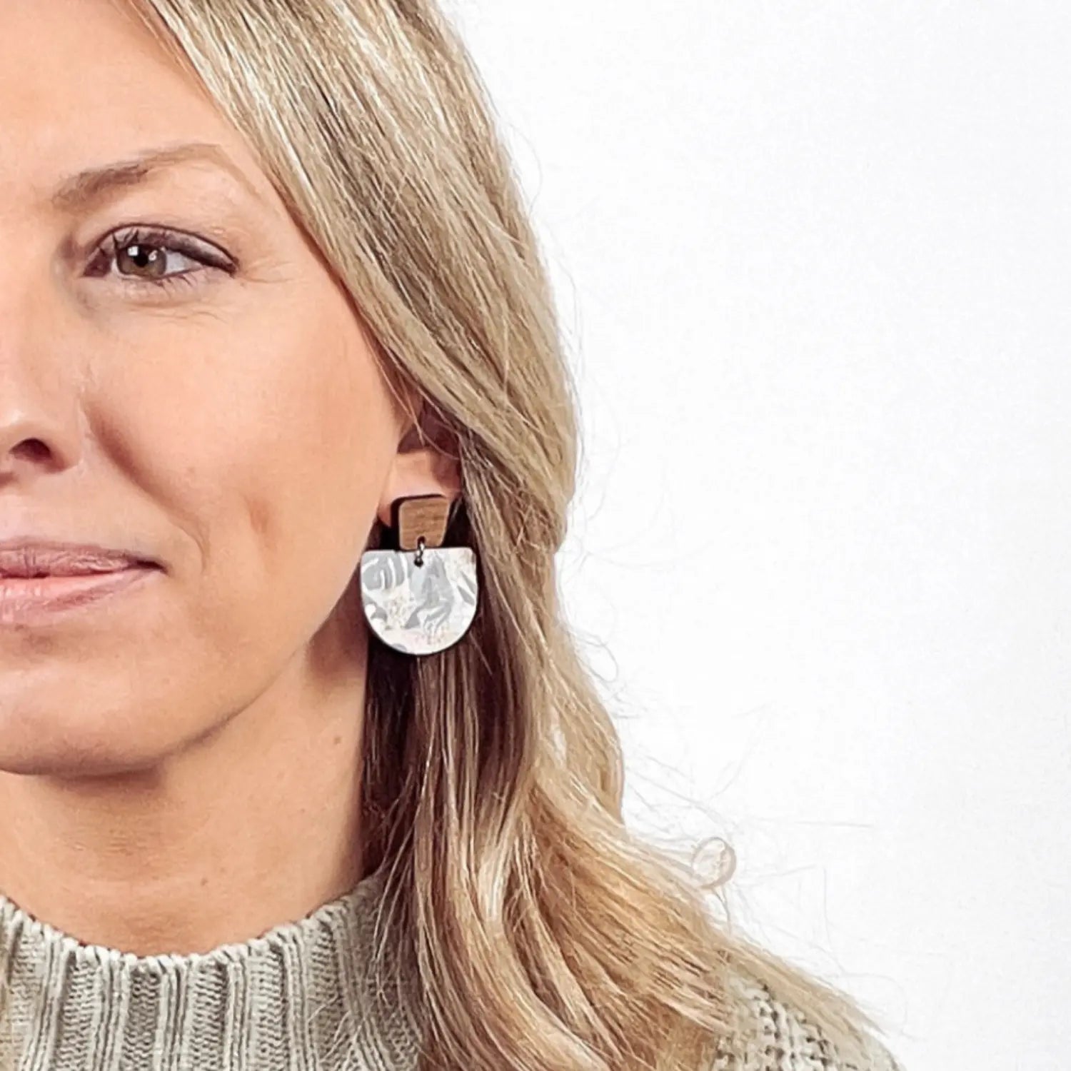 Charlie Walnut Wood and Cork Earrings- Monstera Leaves Creek + Elm