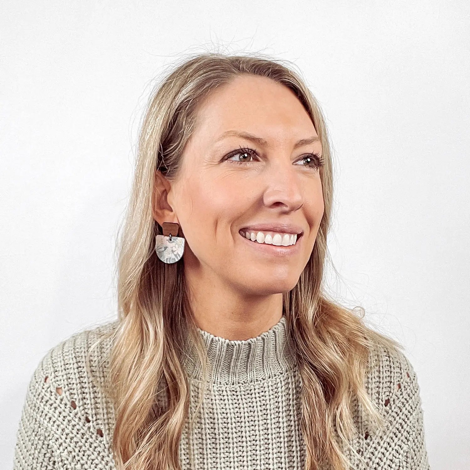 Charlie Walnut Wood and Cork Earrings- Monstera Leaves Creek + Elm
