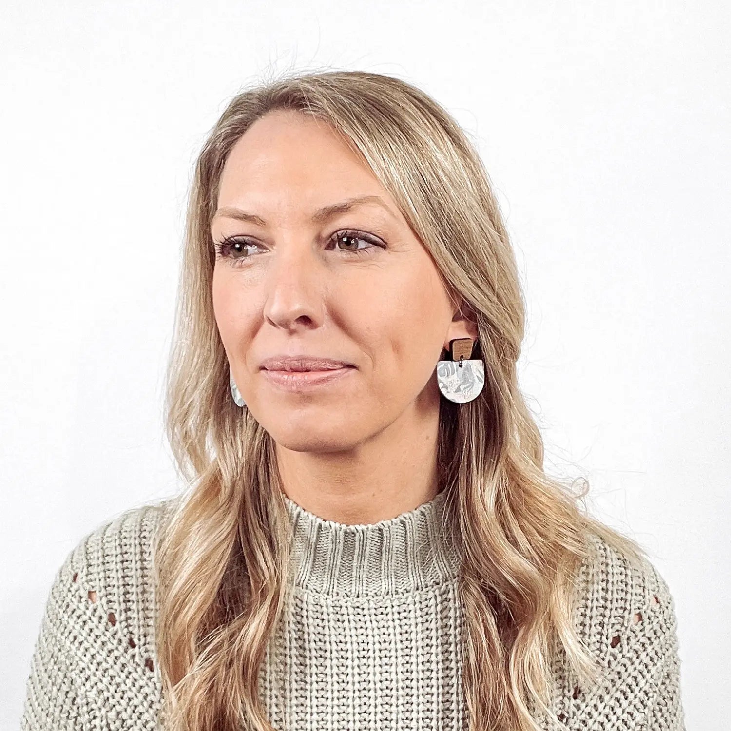 Charlie Walnut Wood and Cork Earrings- Monstera Leaves Creek + Elm