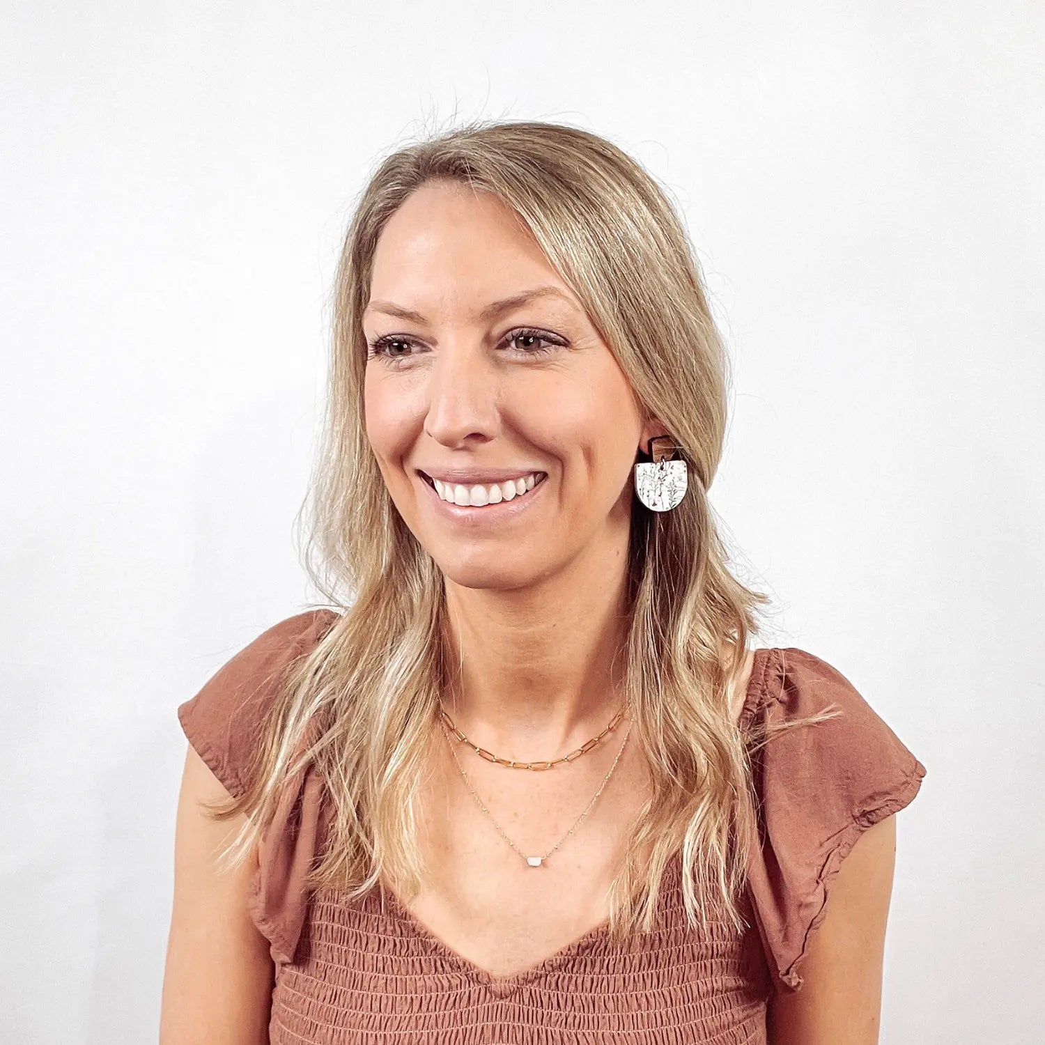 Charlie Walnut Wood and Cork Earrings Creek + Elm