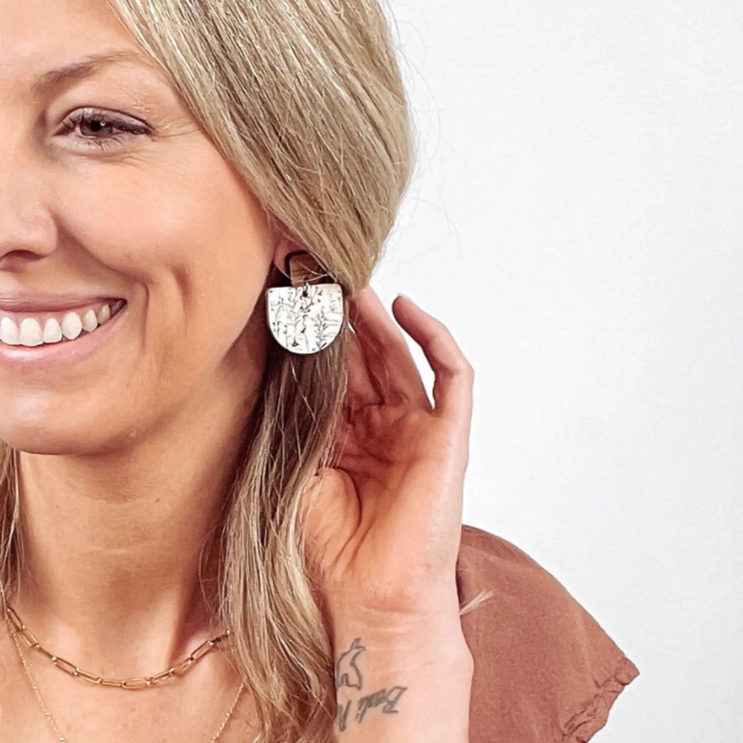 Charlie Walnut Wood and Cork Earrings Creek + Elm