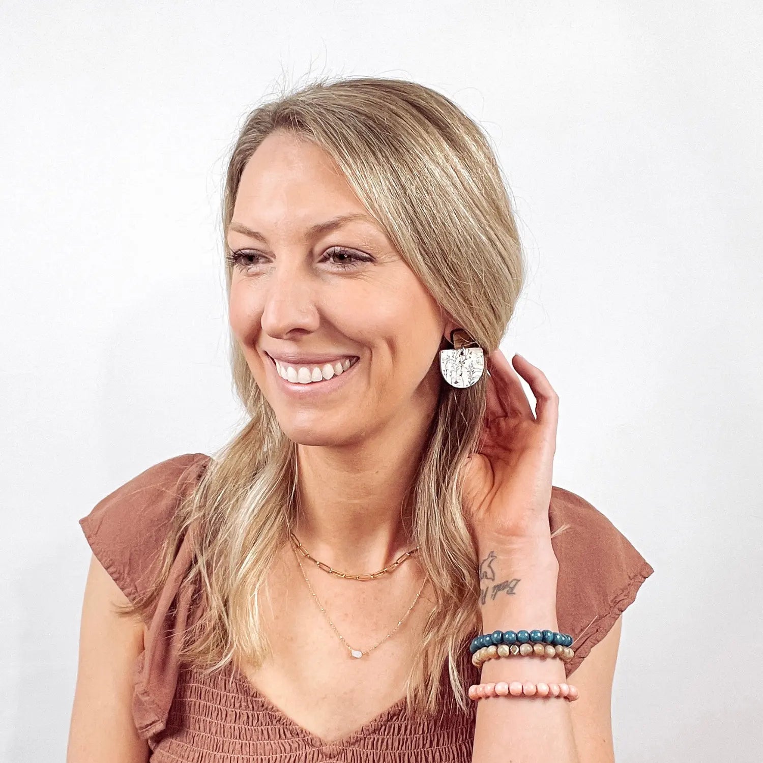 Charlie Walnut Wood and Cork Earrings Creek + Elm