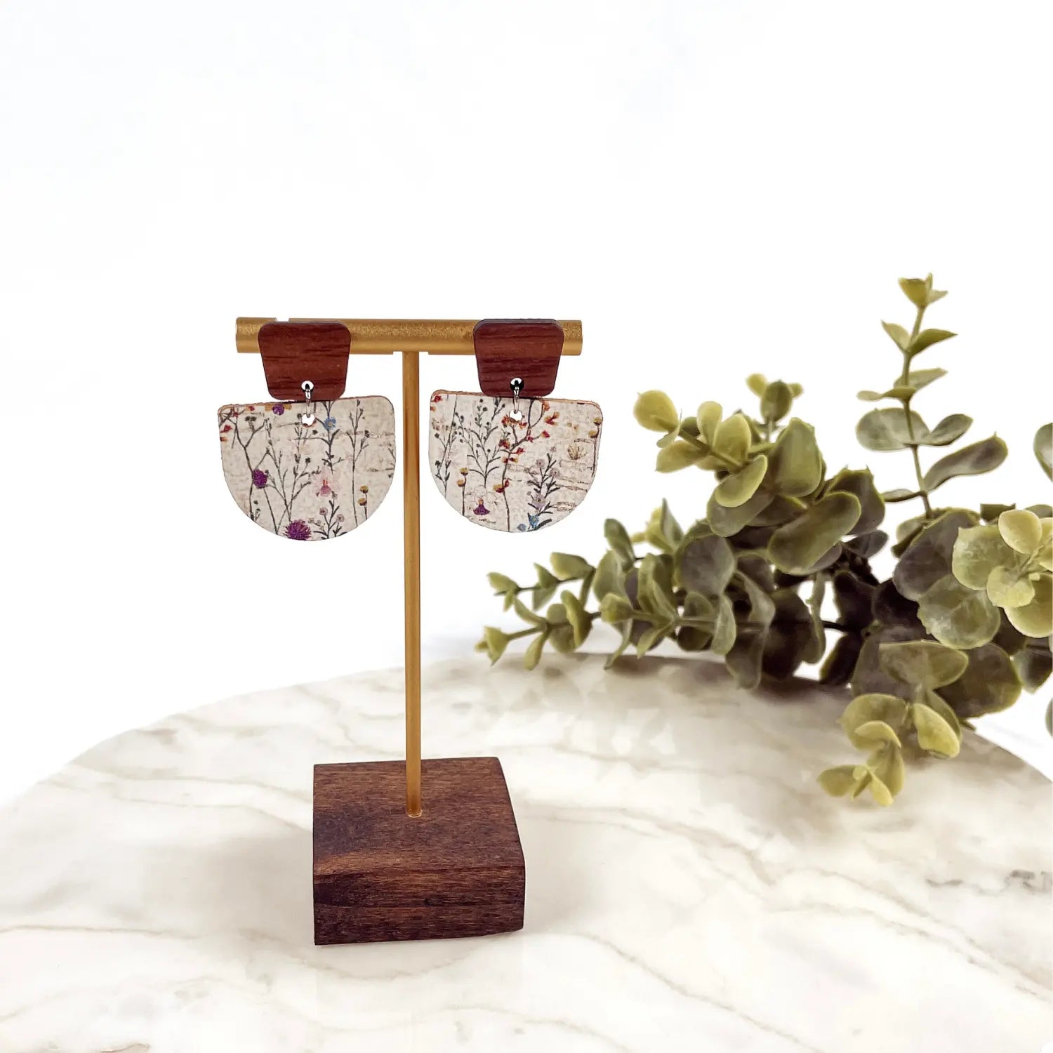 Charlie Walnut Wood and Cork Earrings Creek + Elm