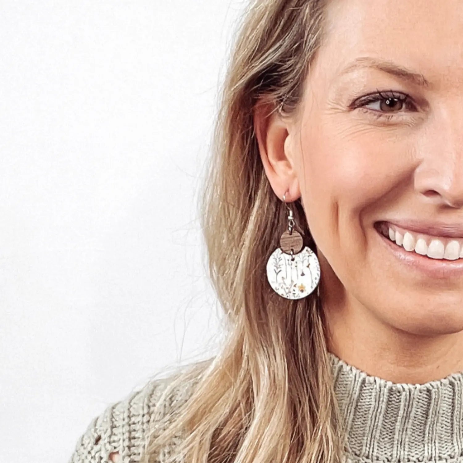 Cora Walnut Wood and Cork Earrings Creek + Elm
