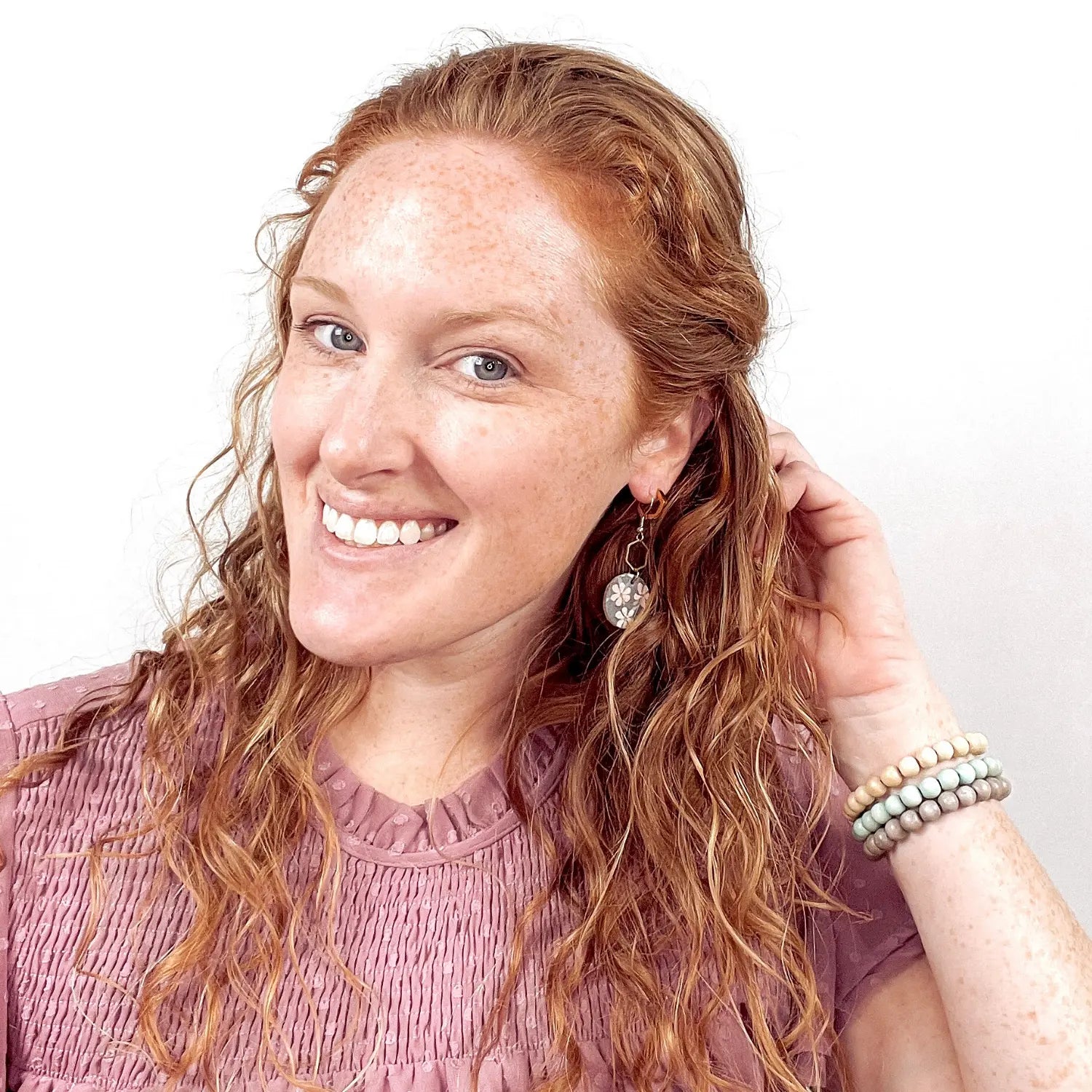 Elizabeth Gold or Silver Hexagon and Cork Earrings- Hibiscus Creek + Elm