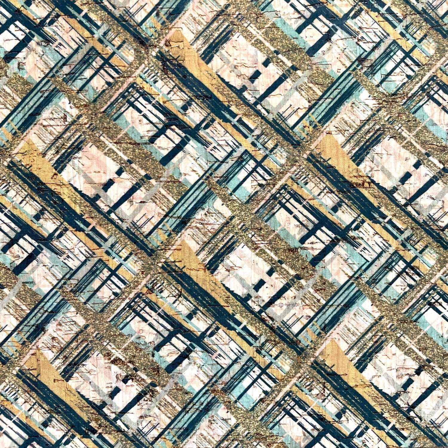 Everly Cork and Wood Handcrafted Round Earrings-Green Weave