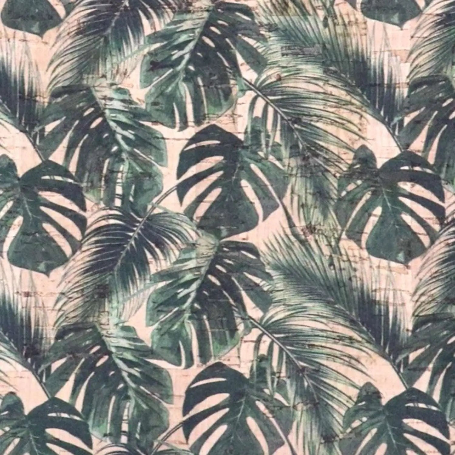 Everly Cork and Wood Handcrafted Round Earrings-Monstera Leaves