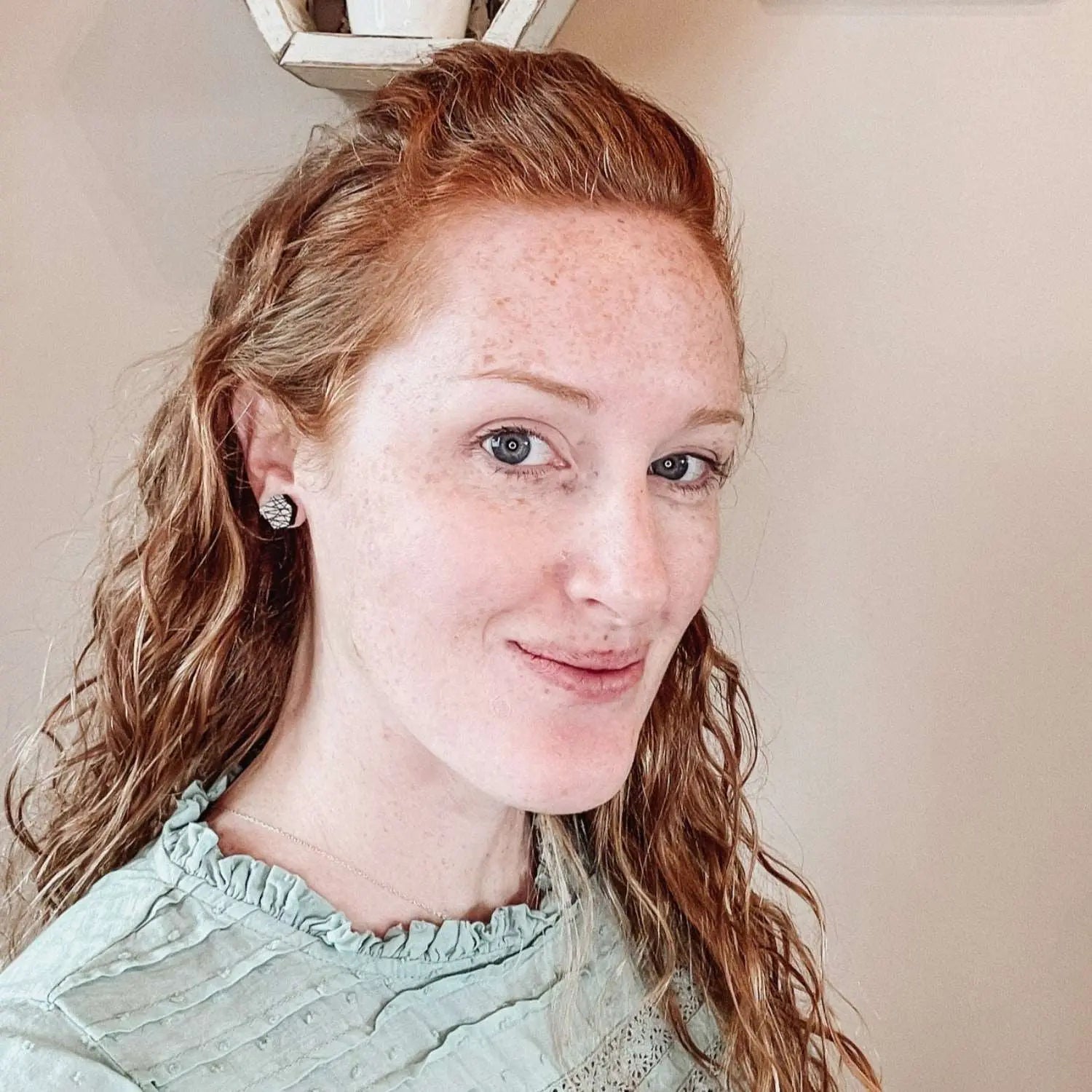 Walnut Wood Hexagon Stud Earrings