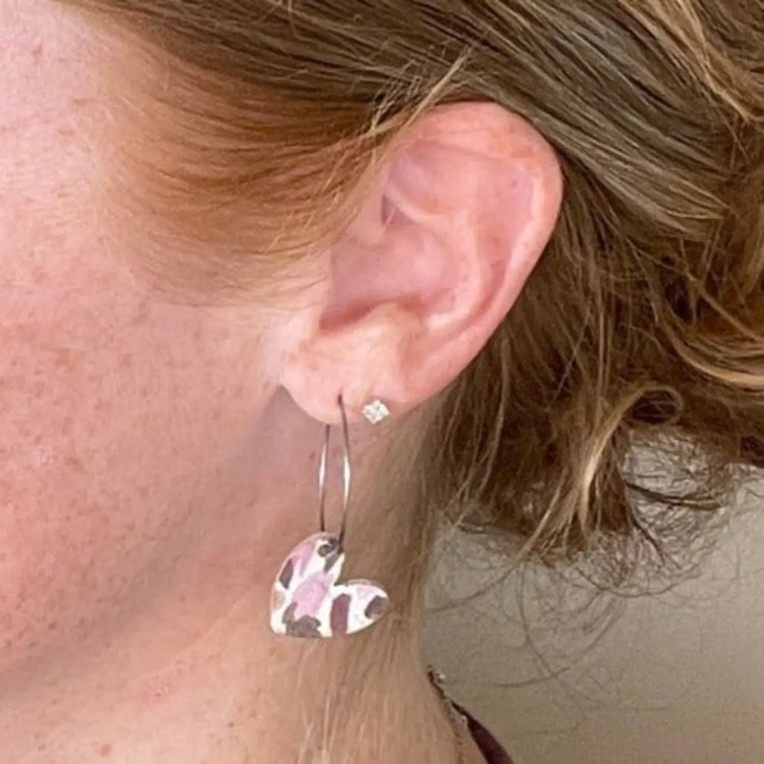 Juliet Heart Hoop Cork Earrings-Blush Pink Creek + Elm