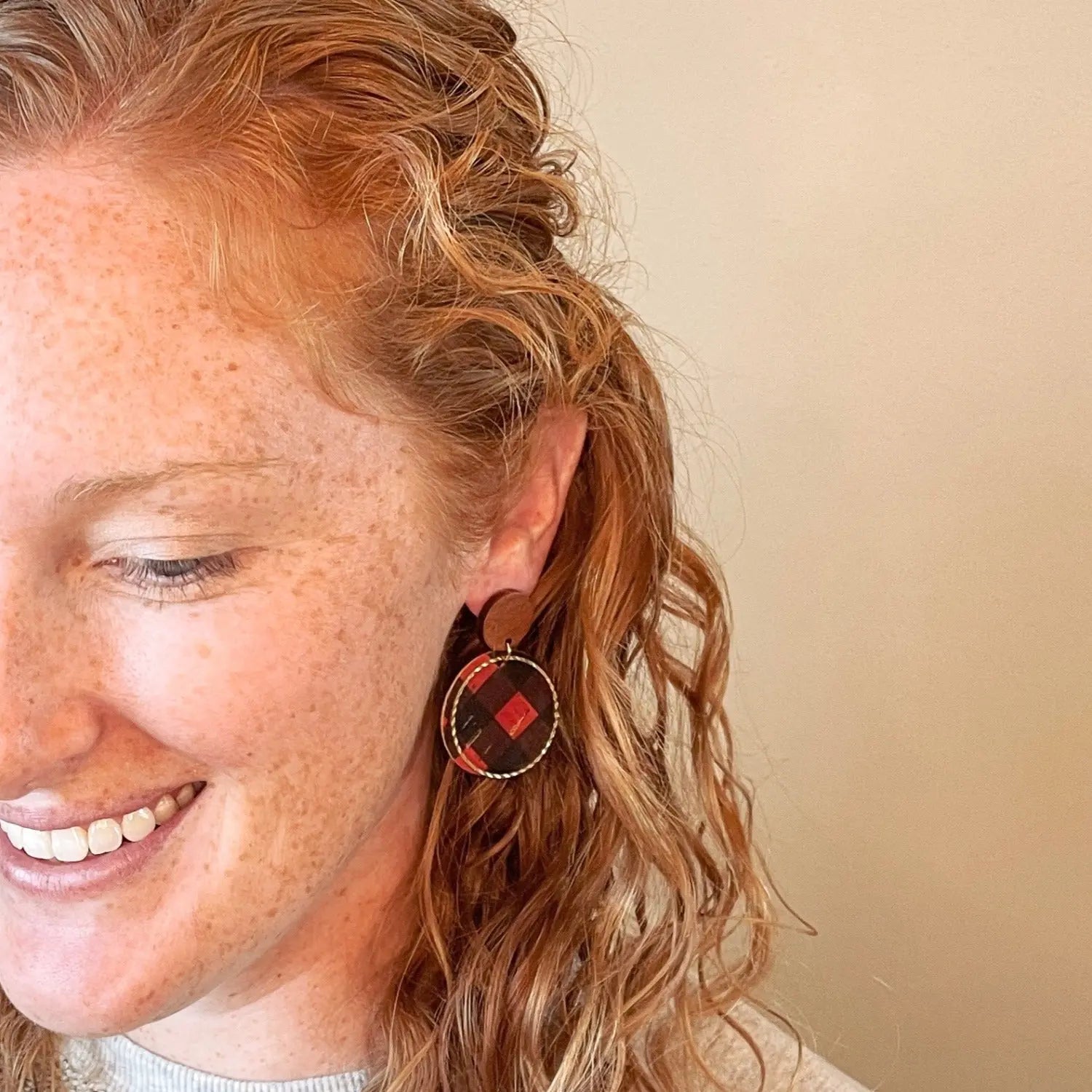 Liyra Cork and Walnut Wood Circle Earrings Creek + Elm