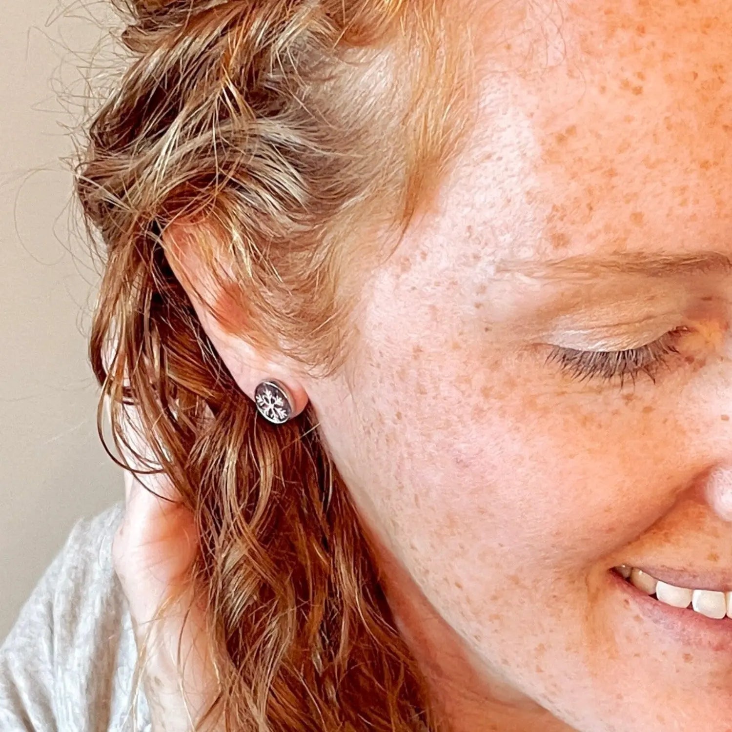 Snowflake Cork Stud Earrings Creek + Elm