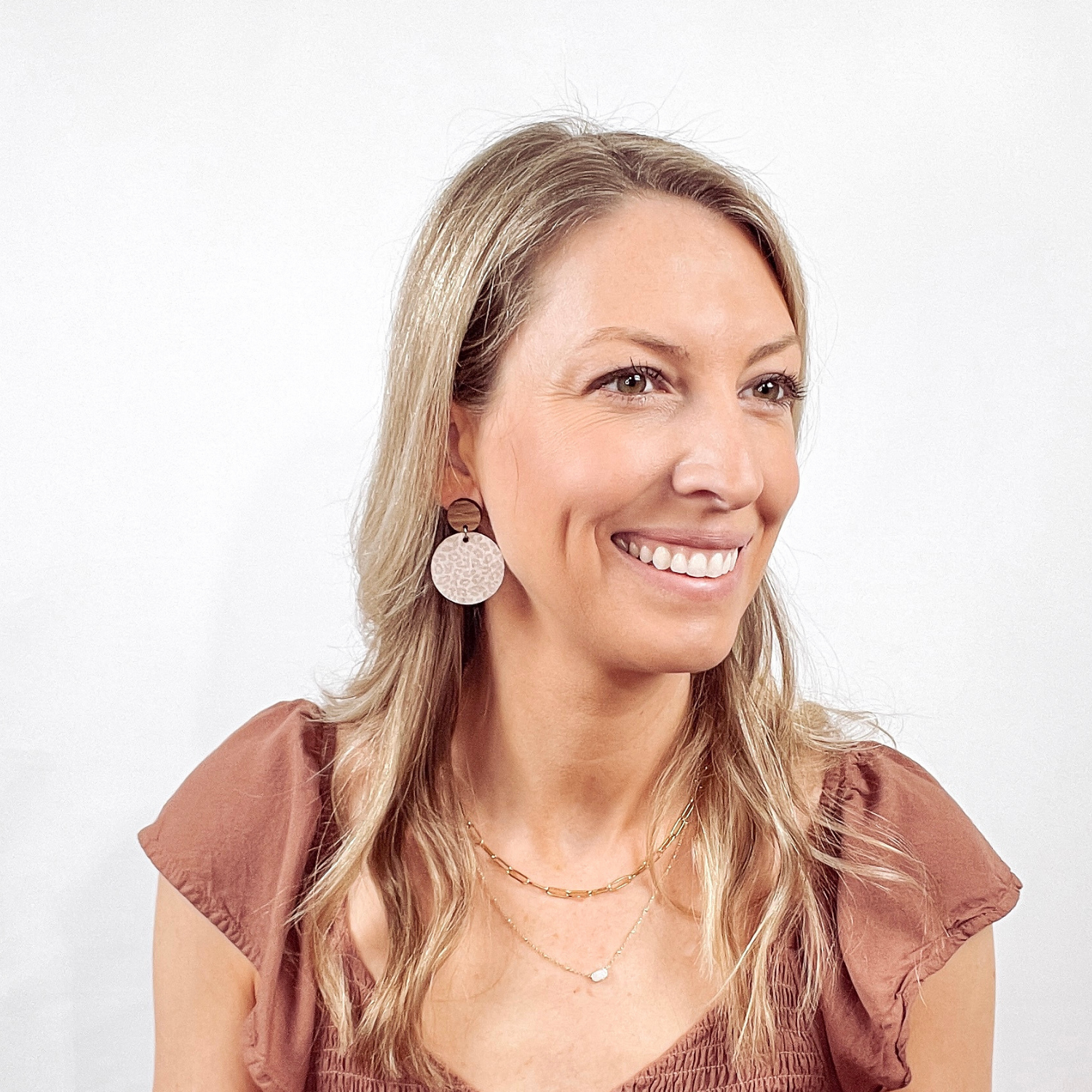 Liyra Cork and Walnut Wood Circle Earrings- Light Leopard