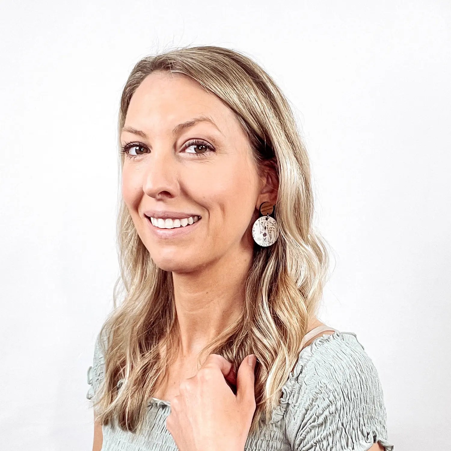 Liyra Cork and Walnut Wood Circle Earrings- Wildflowers Creek + Elm