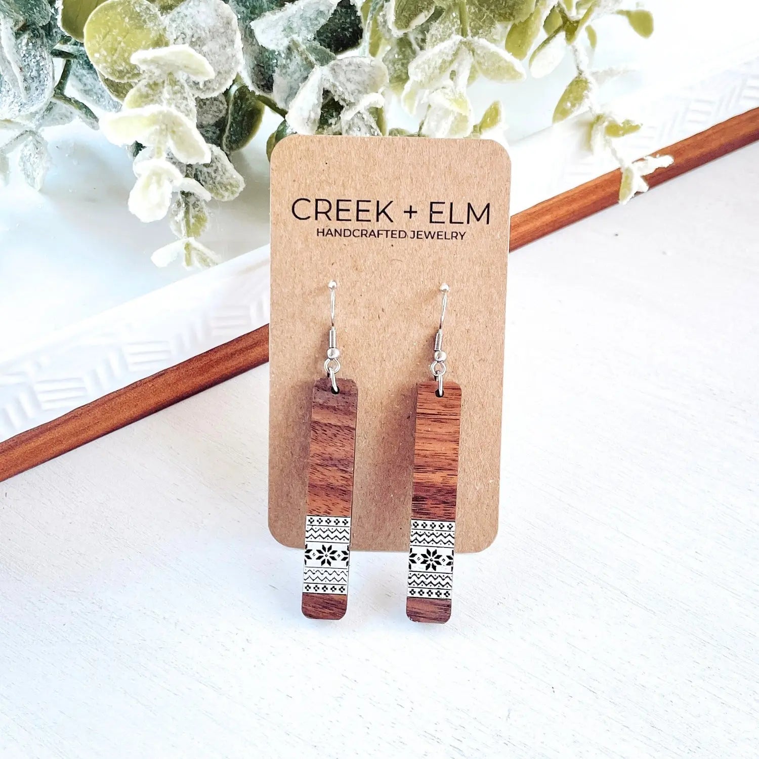 Noelle Holiday Wood Earrings Creek + Elm