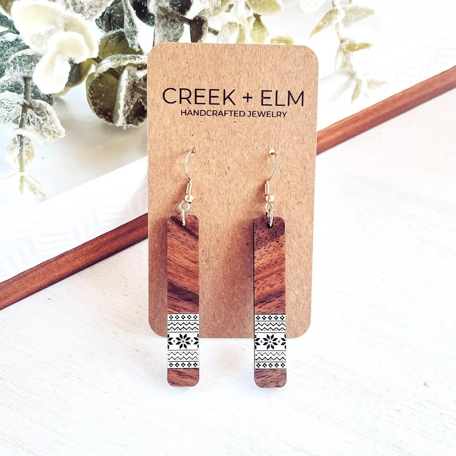 Noelle Holiday Wood Earrings Creek + Elm