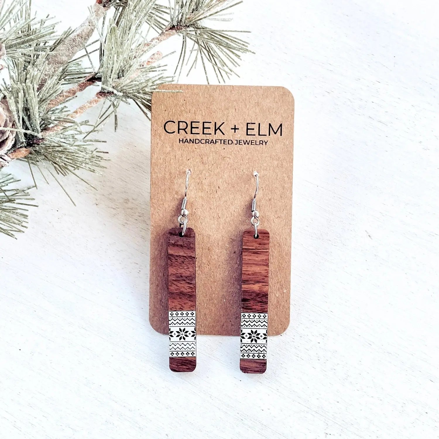 Noelle Holiday Wood Earrings Creek + Elm