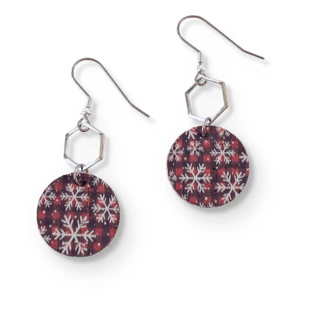 Elizabeth Snowflake Cork and Hexagon Earrings
