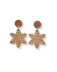 Snowflake and Walnut Wood Circle Earrings- White Oak Creek + Elm