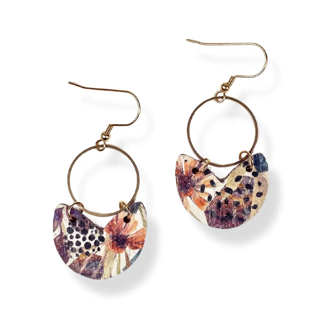 Amelia Cork and Gold Accent Dangly Earrings Creek + Elm