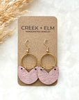 Amelia Cork and Gold Accent Dangly Earrings-Blush