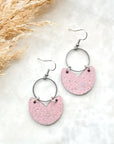 Amelia Cork and Gold Accent Dangly Earrings-Blush