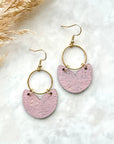 Amelia Cork and Gold Accent Dangly Earrings-Blush