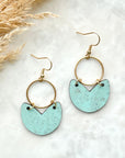 Amelia Cork and Gold Accent Dangly Earrings-Seafoam Green