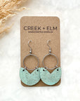 Amelia Cork and Gold Accent Dangly Earrings-Seafoam Green