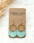 Amelia Cork and Gold Accent Dangly Earrings-Seafoam Green