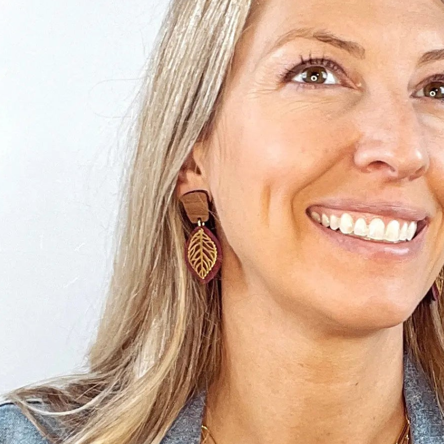 Aspen Walnut Wood and Cork Earrings Creek + Elm