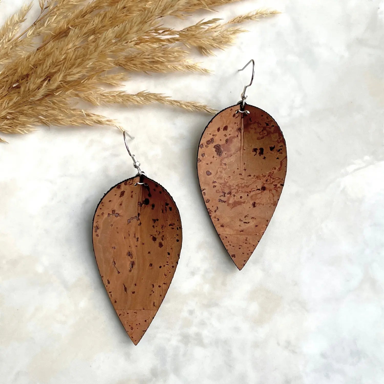 Henley Cork Dangly Leaf Earrings-Brown Sugar Creek + Elm