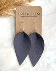 Henley Cork Dangly Leaf Earrings-Charcoal Creek + Elm