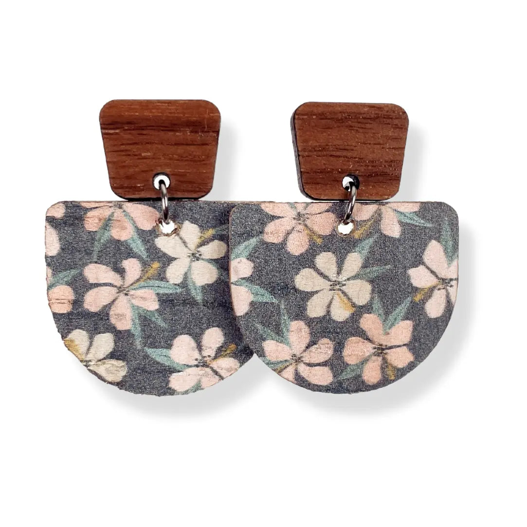 Charlie Walnut Wood and Cork Earrings Creek + Elm