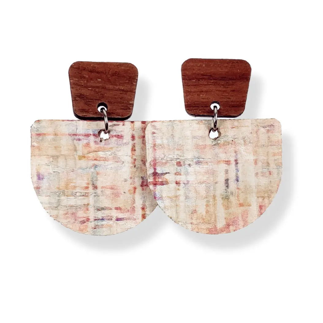 Charlie Walnut Wood and Cork Earrings Creek + Elm