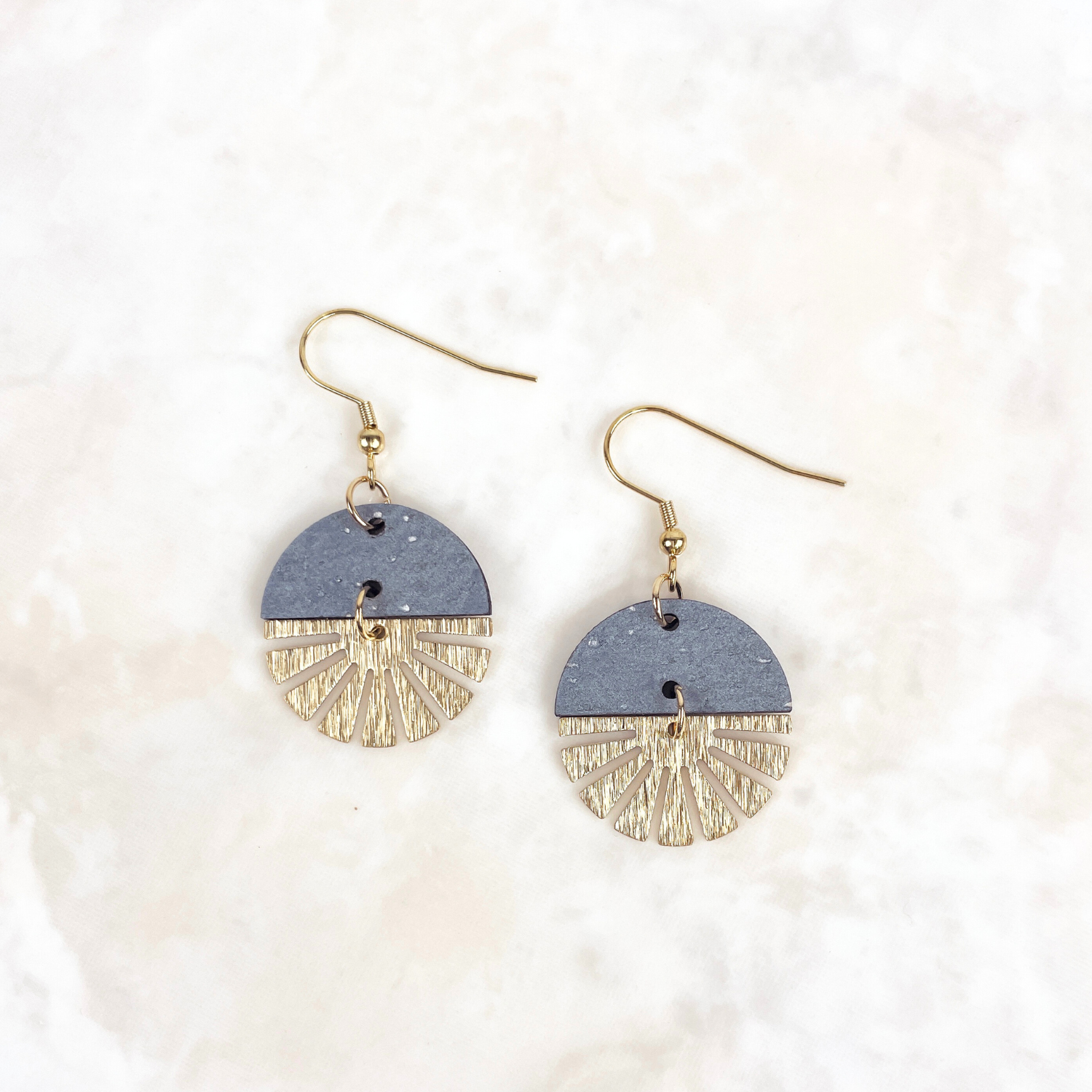 Claire Cork and Gold Accent Dangly Earrings