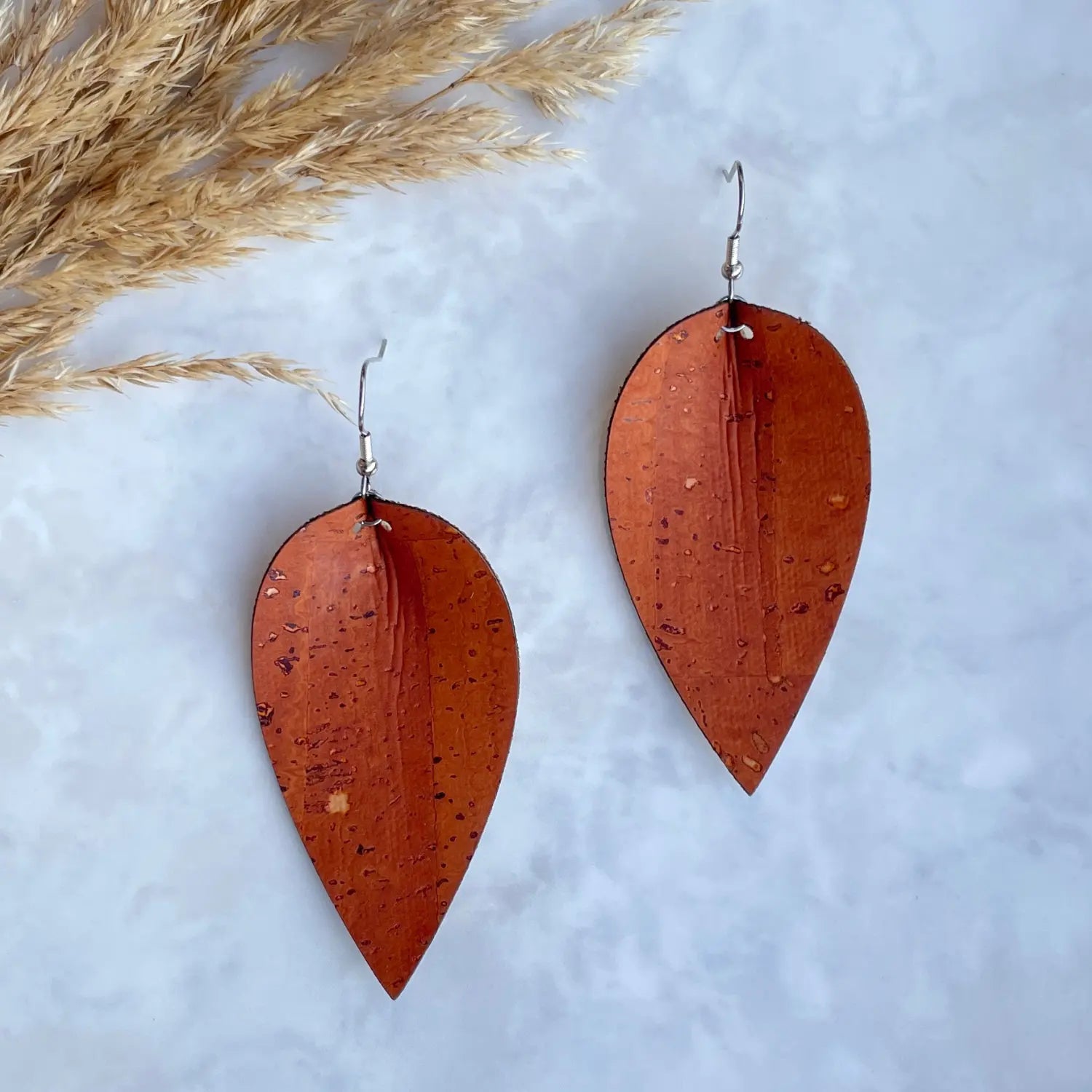 Henley Cork Dangly Leaf Earrings-Copper Creek + Elm