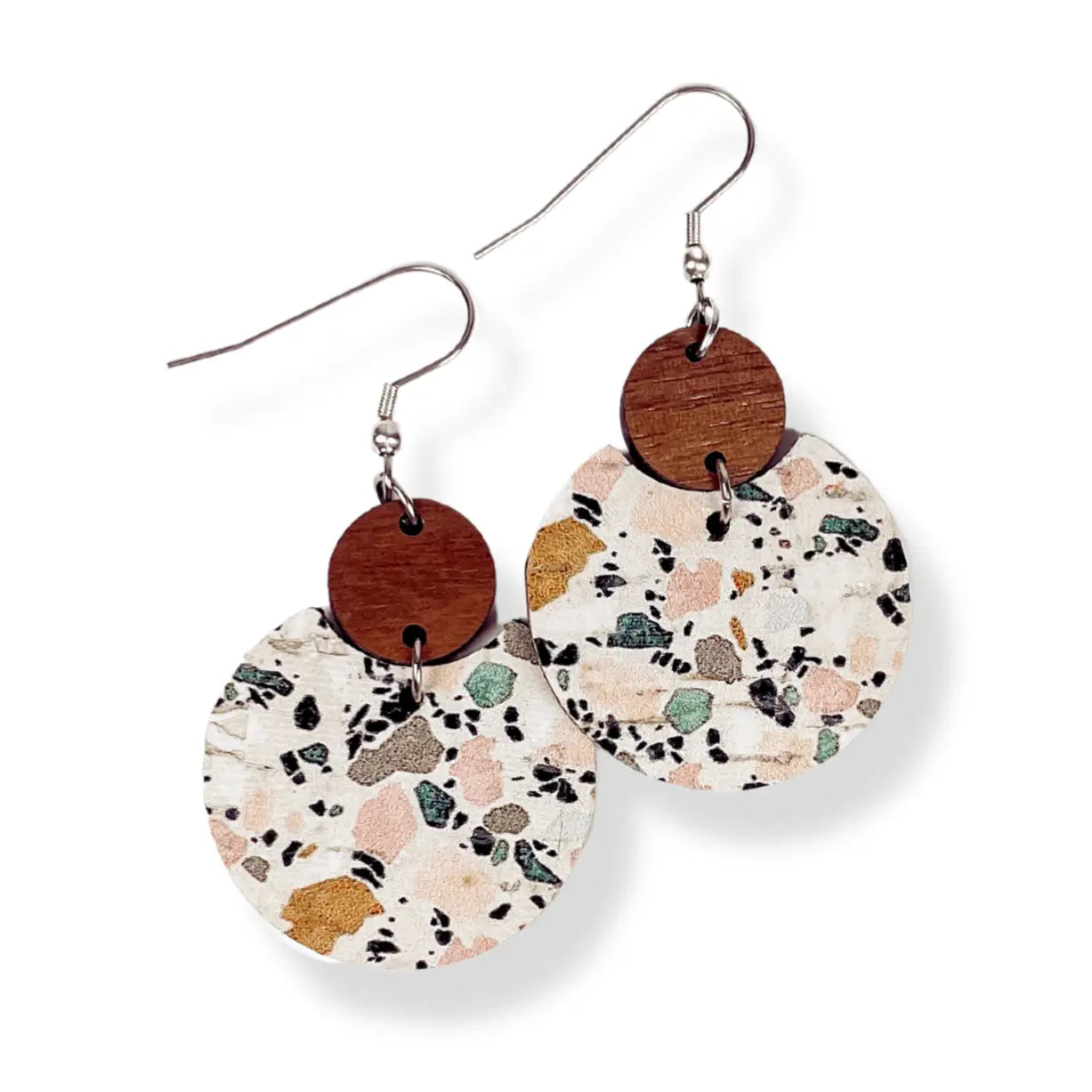 Cora Walnut Wood and Cork Earrings Creek + Elm