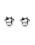 Walnut Wood Cow Stud Earrings