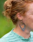 Lainey Petite Floral Cork Leaf Dangly Earrings-Navy