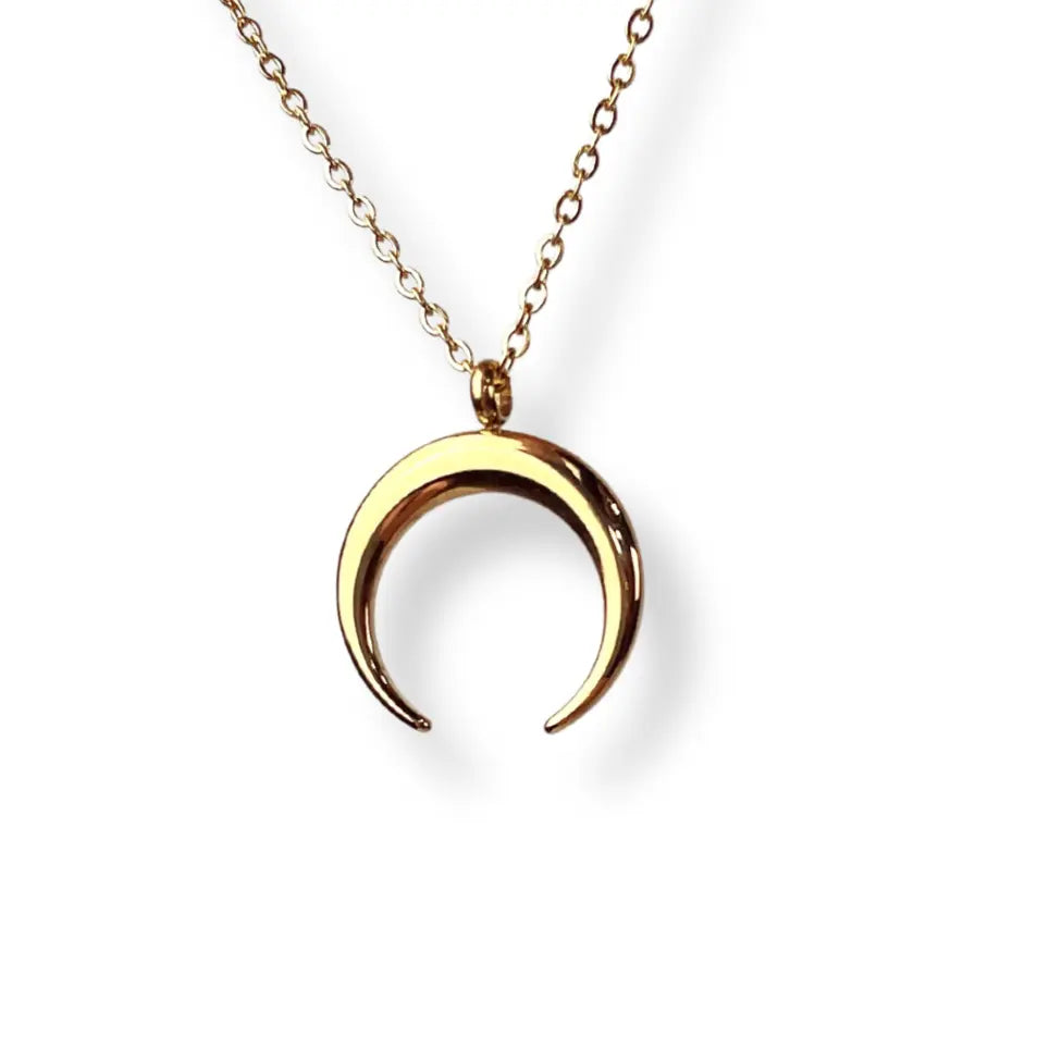 Crescent Moon Necklace- 18K Gold Creek + Elm