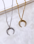 Crescent Moon Necklace- Silver