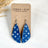 Eliza Denim Stars cork teardrop earrings on packaging 