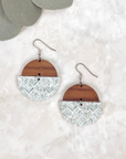 Everly Cork and Wood Handcrafted Round Earrings-Teal Modern