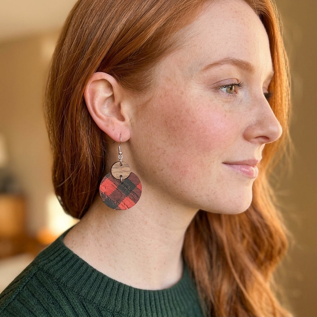model wearing fun holiday statement earrings