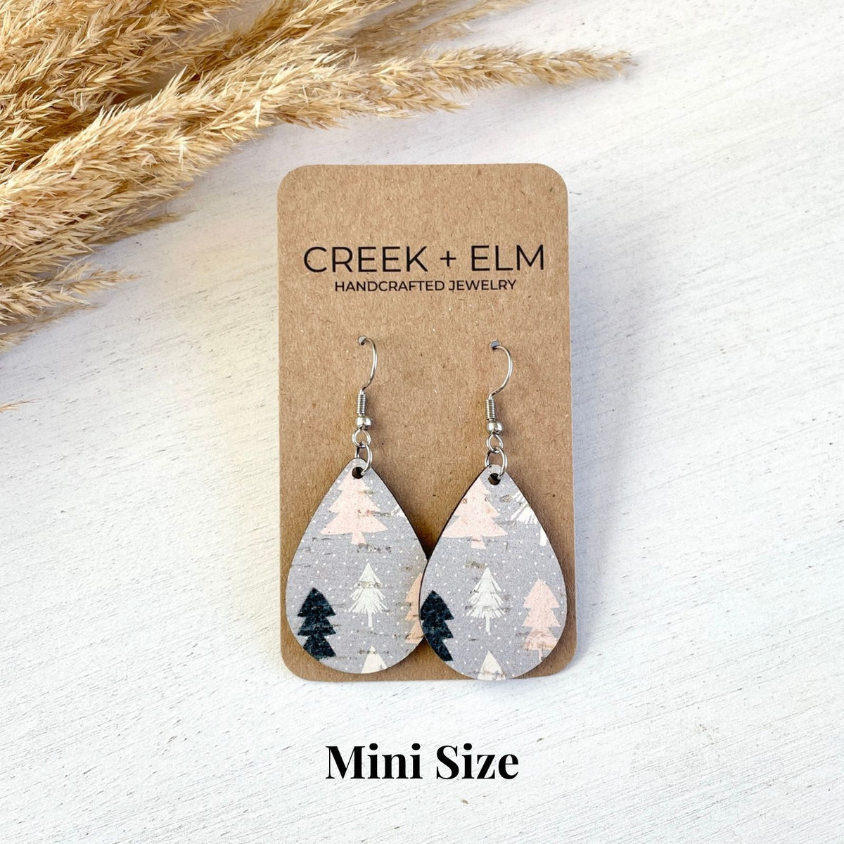 cork teardrop winter woods earrings from creek+elm